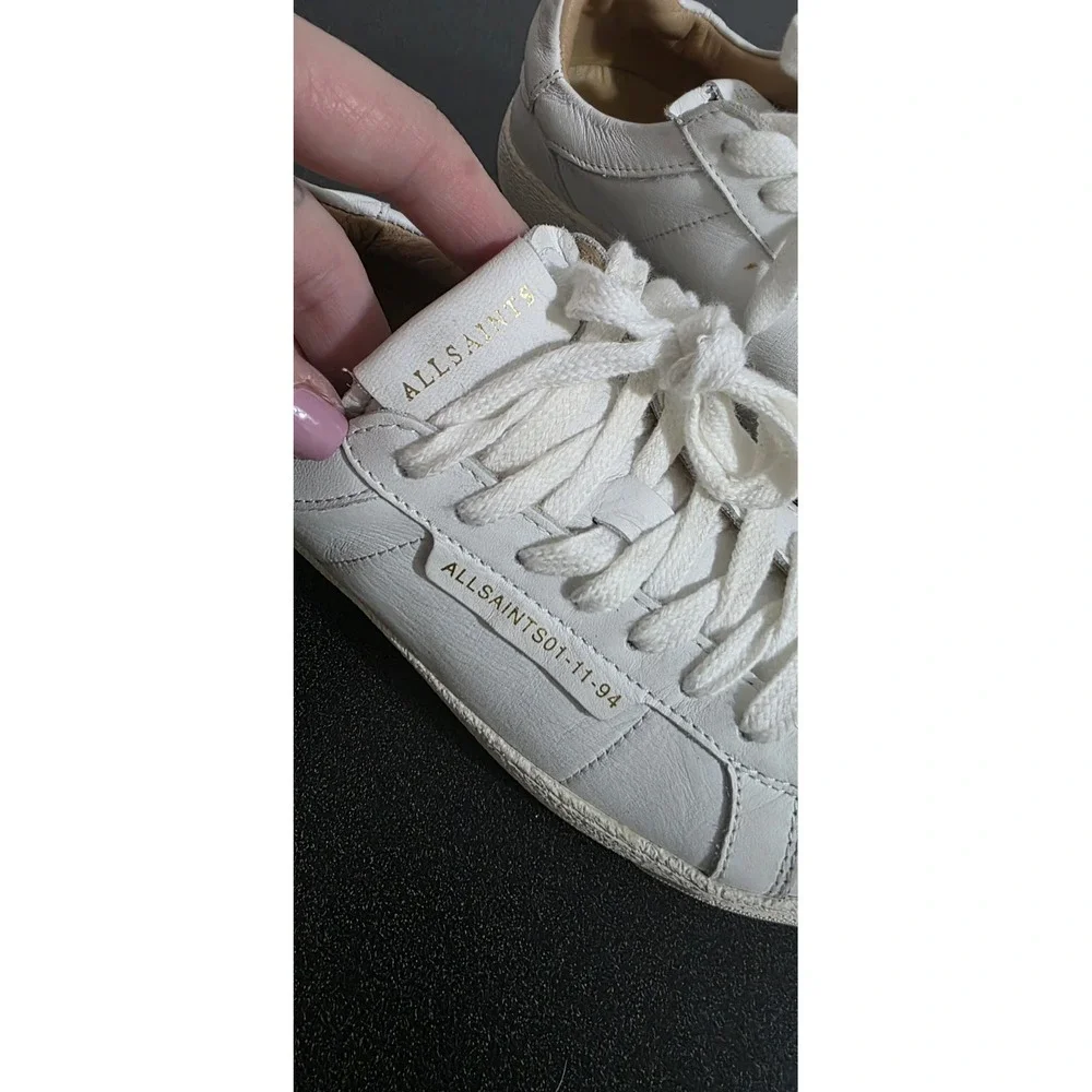ALLSAINTS‎ Sheer Low Top White Leather Casual Sneakers Women Shoes 6/35 Lace Up